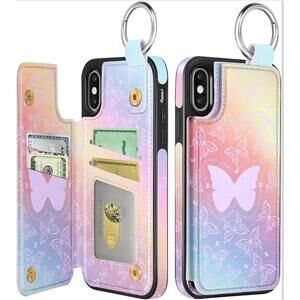 iPhone XS Max Wallet Case Butterfly Pattern